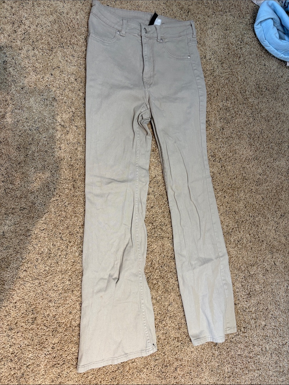 H&M Women's Light Beige Wide-Leg Jeans